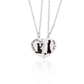 Collares para parejas con colgante de corazón puzzle y grabado de pedida en plata - Plateado