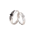 Adjustable silver couple rings set with angel wings and demon wings design features - Angel And Devil Ring Set