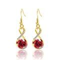 Elegante goldene Rosenohrringe mit Kristallen und Unendlichkeits-Achter-Haken - Gold