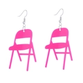 Kreative leuchtend pinkfarbene Acryl-Ohrringe im einzigartigen Klappstuhl-Design - Rosarot