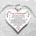 Silver heart pendant necklace for wife with inspirational message and vine pattern - Granddaughter