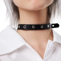 Punkstijl zwart leren choker met metalen oogjes en studs voor dames mode - Punk Oogjes Klinknagel Stijl (款式1)