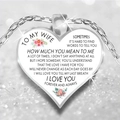Silver heart pendant necklace for wife featuring floral design and loving message - To My Wife Style 2