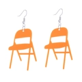 Kreative orangefarbene Acryl-Klappstuhl-Ohrhänger mit silbernen Haken - Orange