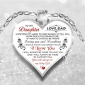 Silver heart necklace for daughter with meaningful message and rose pattern - Dad To Daughter