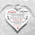 Silver heart pendant necklace for son with engraved message and starry background - Mother And Daughter