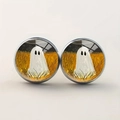 Cartoon-Geister-Ohrstecker aus Glas-Cabochon mit kreativem Halloween-Illustrationsmotiv - Cartoon-Geistermuster (Stil 1)