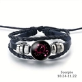 Mehrlagiges Skorpion Sternzeichen Lederarmband mit schwarzen Bändern und Silberperlen - Skorpion