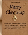 Golden Christmas tree pendant necklace on brown wish card for holiday gifting - Christmas Tree / Gold (Christmas Tree)