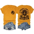 Front and back view of mustard yellow T-shirt with Nobody Likes a Shady Beach print - S / Mustard Yellow (Black Graphic)