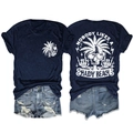 Detail of navy cotton T-shirt featuring Nobody Likes A Shady Beach skull print and denim shorts - Navy Blue (White Graphic)