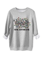 Détail du sweat gris montrant le texte I'M FINE et la doublure polaire douce - S / Gris clair