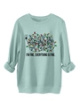Détail du texte I'M FINE EVERYTHING IS FINE et imprimé guirlande de Noël sur le sweat-shirt - 2XL / vert clair