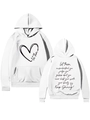 Detailed front and back view of white hoodie with Let Them heart print and quote - S / White