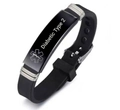 Adjustable black silicone medical ID bracelet with Diabetic Type 2 steel plaque - Black / Type 2 Diabetic