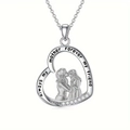 Collar de corazón de plata para mamá grabado 'Always my mother forever my friend' - Plateado