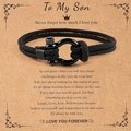 Pulsera trenzada negra To My Son con hebilla de herradura en tarjeta de regalo - Negro Con Tarjeta Hijo