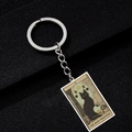 Detailed close-up of The High Priestess tarot keychain featuring a black cat design - THE HIGH PRIESTESS