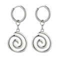 Vintage Silberne Edelstahl Creolen mit Spiralwirbel Sonnenblumen Anhängern für Damen - Spirale Wirbel Stil (Stil 1) / Silber