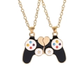 Dettaglio della collana magnetica a controller con smalto nero e cuore dorato - Taglia unica / Oro