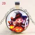 Detail of Halloween round glass pendant with cartoon witch, ghost and pumpkin lamp - Q Witch Pumpkin (款式-23)