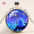 Ghost in spooky night forest round pendant necklace with silver metal frame - Forest Glowing Ghost (款式-20)