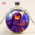 Detail of Halloween pumpkin tombstone necklace pendant with silver metal chain - Glowing Pumpkin Tombstone (款式-19)