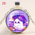 Detail view of Halloween necklace with ghost, pumpkin and witch hat pendant - Purple Q Ghost Witch Hat (款式-15)