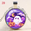 Detail of Halloween pendant featuring ghost and pumpkin graphics on purple background - Purple Background Cartoon Ghost (款式-13)