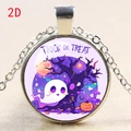 Macro detail of Halloween pendant with ghost, pumpkin, and Trick or Treat lettering - Trick or Treat Purple (款式-12)