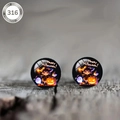 Macro shot of Halloween ghost and witch earrings on dark wood surface, 316 stainless steel - Happy Halloween Witch Style (款式-25)