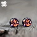 Macro shot of 316 stainless steel Halloween studs with ghost and witch glass domes - Q-version Witch Ghost Style (款式-24)