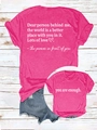 Close-up of you are enough slogan and text on rose pink short sleeve cotton t-shirt - Rose Red (White Text)