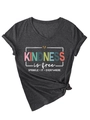 Detail of V-neck grey t-shirt featuring leopard heart print and side knot design - S / Marl Gray (White Print)
