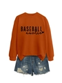 Burnt orange Baseball Auntie sweatshirt paired with distressed blue denim shorts - Burnt Orange (Black Font)