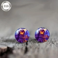 Macro view of 316L stainless steel Halloween earrings with pumpkin tombstone design - Cemetery Pumpkin Lantern (款式-19)