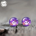 Detail of 316 stainless steel Halloween earrings featuring ghost and witch hat designs - Witch Hat Purple Ghost (款式-14)