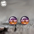 Macro shot of 316 stainless steel earrings with Happy Halloween pumpkin and ghost prints - Dark Halloween Illustration Style (款式-6)