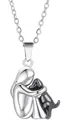 Collana con bambina e cane in argento e smalto nero con catenina delicata - Collana Argento e Nero