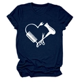 Detail der umgeschlagenen Ärmel am dunkelblauen T-Shirt mit minimalistischem Friseur-Print - S / Marineblau (Weiße Schrift)