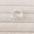 Adjustable silver bow ring with twisted rope design for women everyday minimalist jewelry - Hollow Style