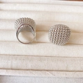 Bague dôme perlée en argent avec motif cactus texturé et finition polie pour femme - US 6 / Bague / Or Blanc