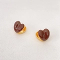 Boucles d'oreilles créoles cœur dorées avec finition émail bordeaux pour femmes - Marron