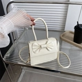 Mini borsa a tracolla bianco crema con fiocco decorativo e manico per donna - Bianco Sporco