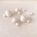 Minimalist brushed metal ball earrings and double pearl stud set for women - 10mm
