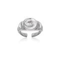 Vintage matte silver spiral rose ring with open band design on a white background - US 7 / Silver