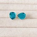 Elegantes pendientes de plata 925 con piedras de cristal verde azulado en forma de gota - Azul