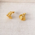 Modern gold plated irregular lava texture hoop earrings with minimalist folded leaf design - Large / Gold