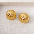 Orecchini vintage a semisfera cava con texture in oro spazzolato e design elegante e minimal - Oro
