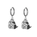 Titanium steel dog pendant necklace in silver and black finish for couples - Hoop Earrings (Silver + Black)